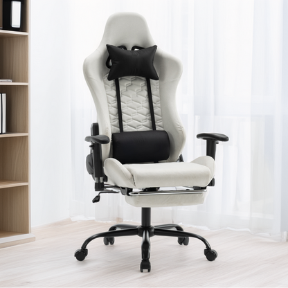 Scaun de birou/gaming, alb/negru, PAPIBAS