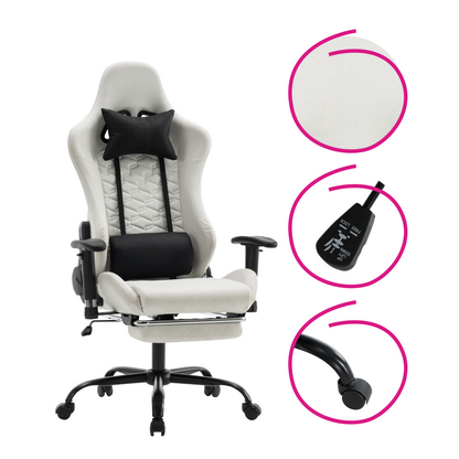 Scaun de birou/gaming, alb/negru, PAPIBAS