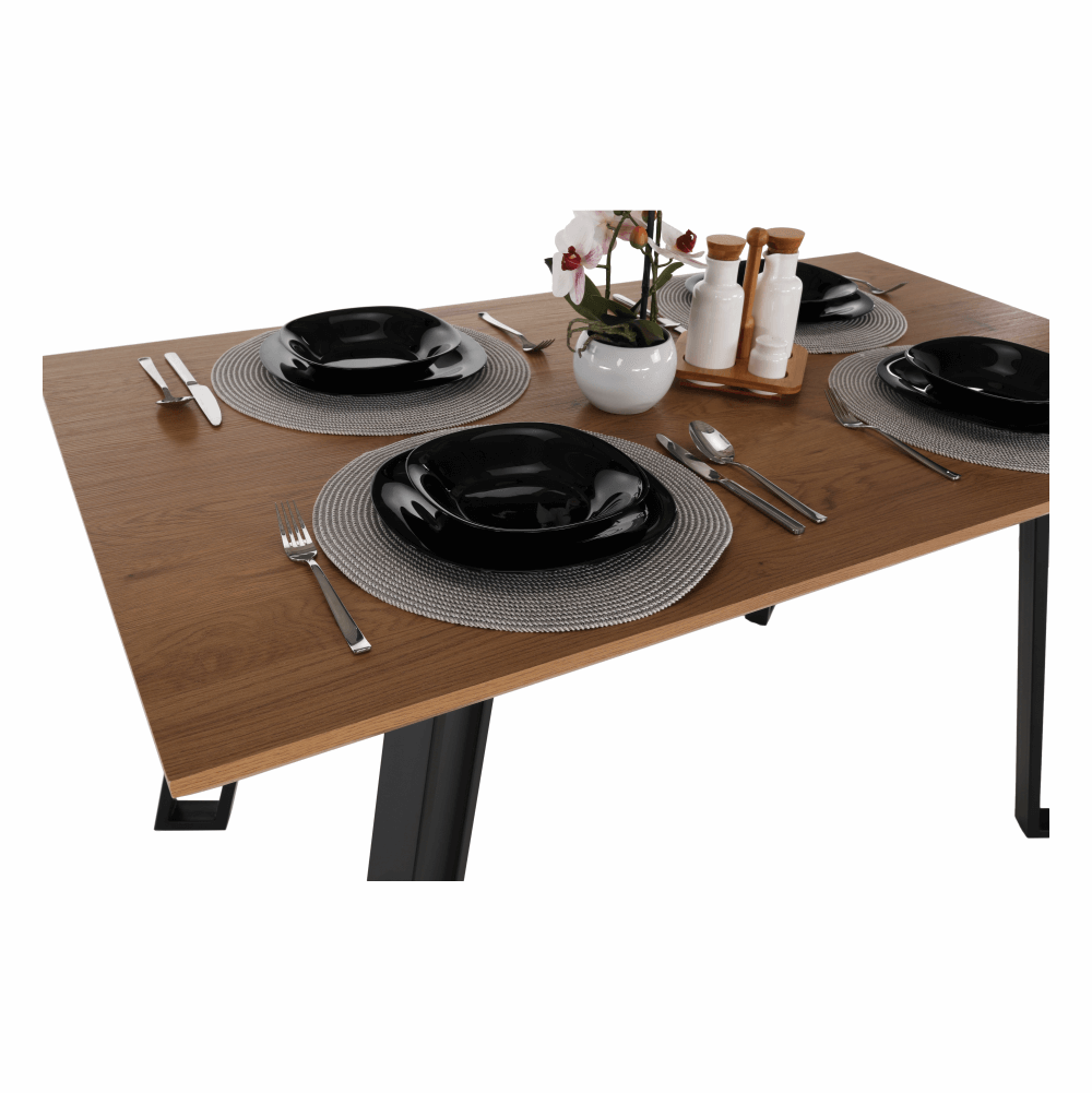 Masă dining, stejar/negru, 140x83 cm, PEDAL