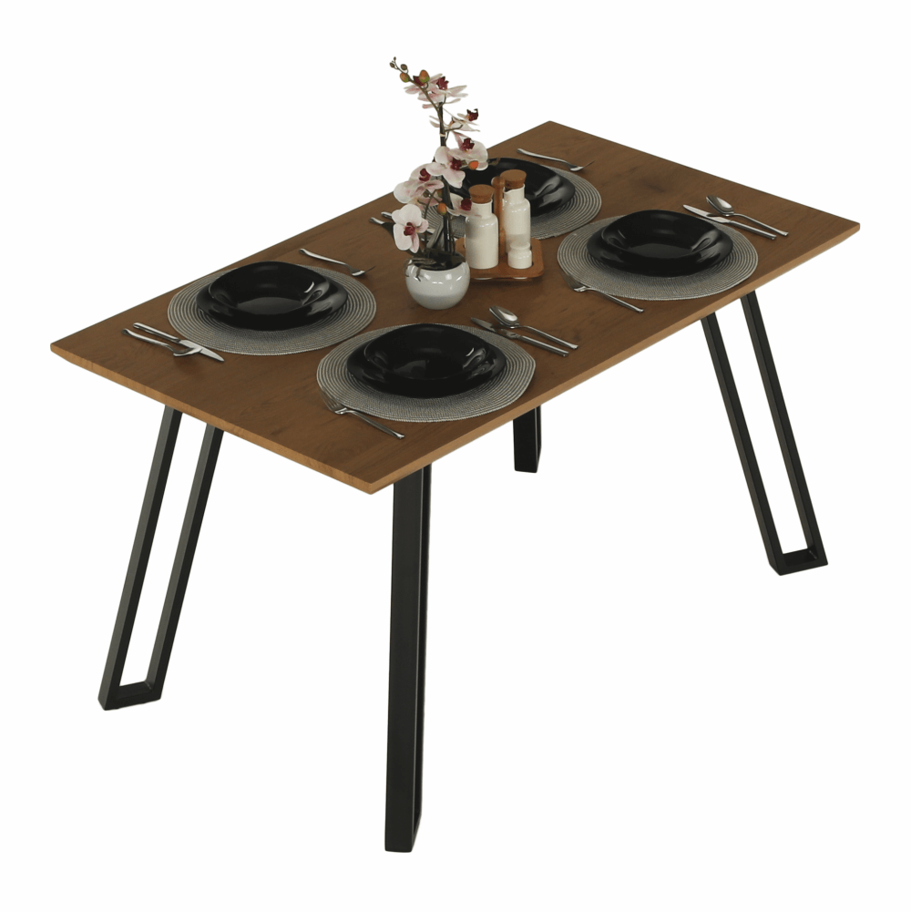 Masă dining, stejar/negru, 140x83 cm, PEDAL