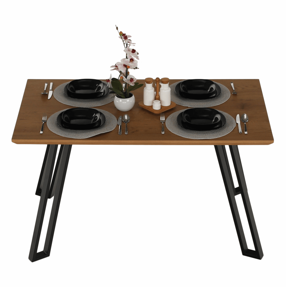 Masă dining, stejar/negru, 140x83 cm, PEDAL