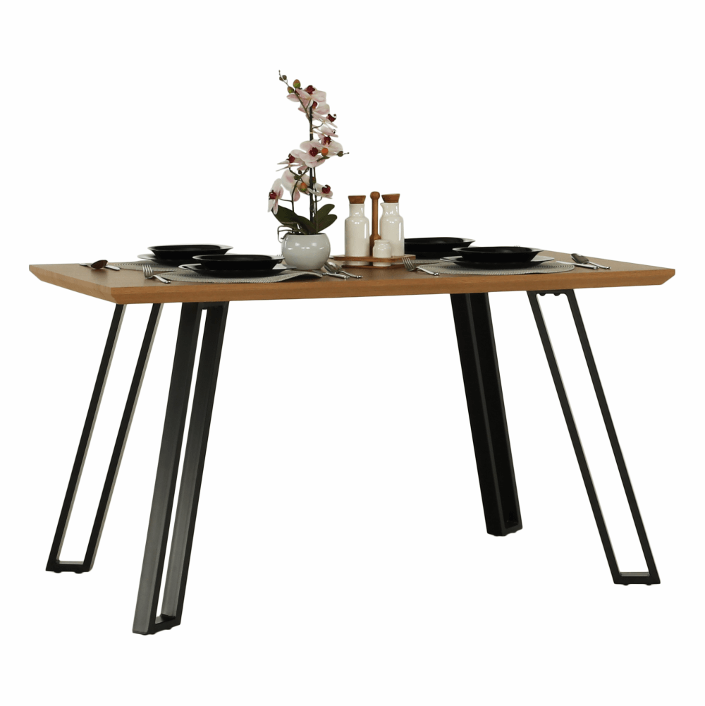 Masă dining, stejar/negru, 140x83 cm, PEDAL