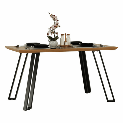 Masă dining, stejar/negru, 140x83 cm, PEDAL