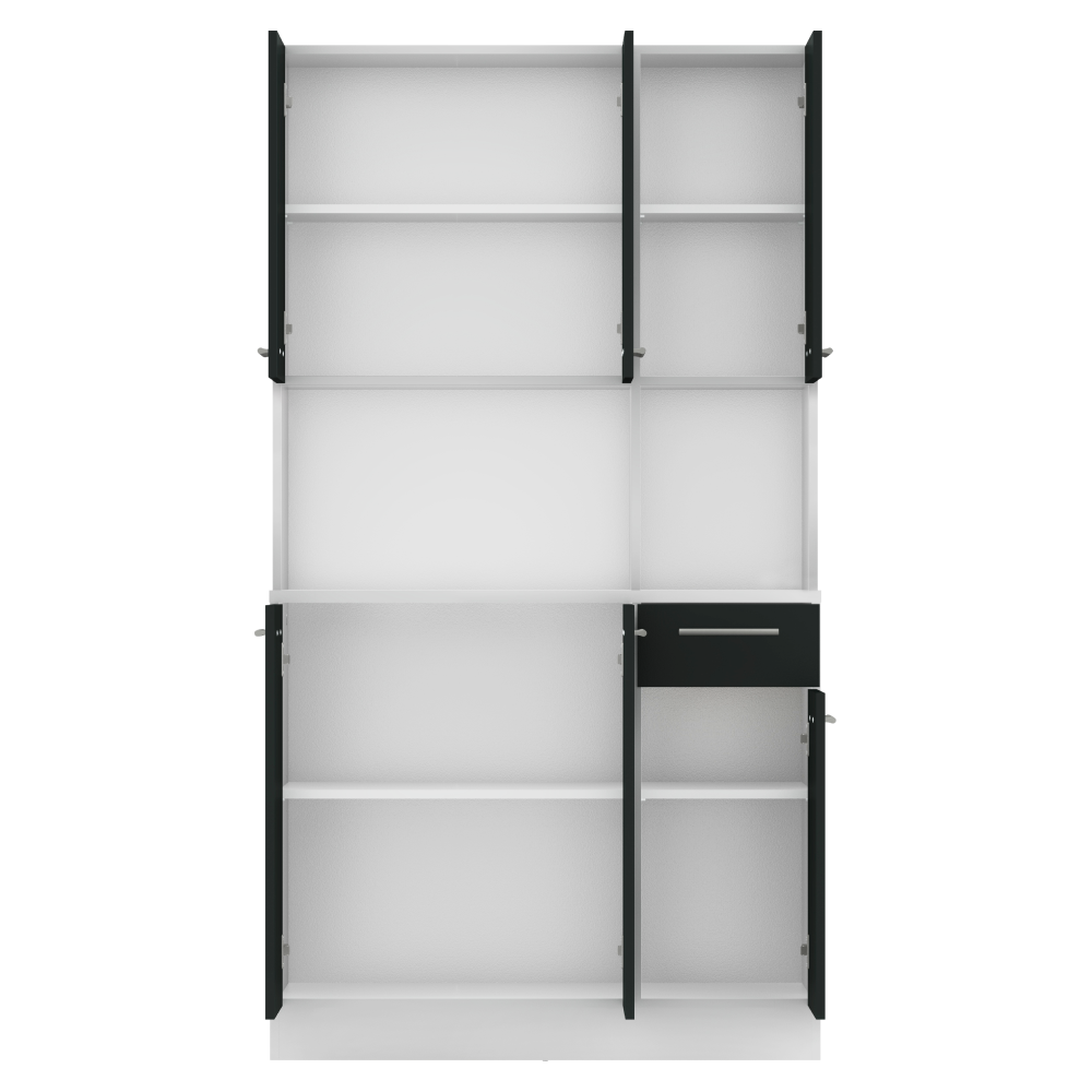 Dulap de bucătărie cu şase uşi, alb/negru, PELION NEW