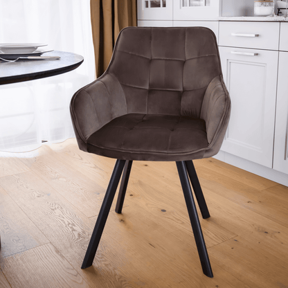 Scaun de design, gri-maronie Velvet/negru, PETIN