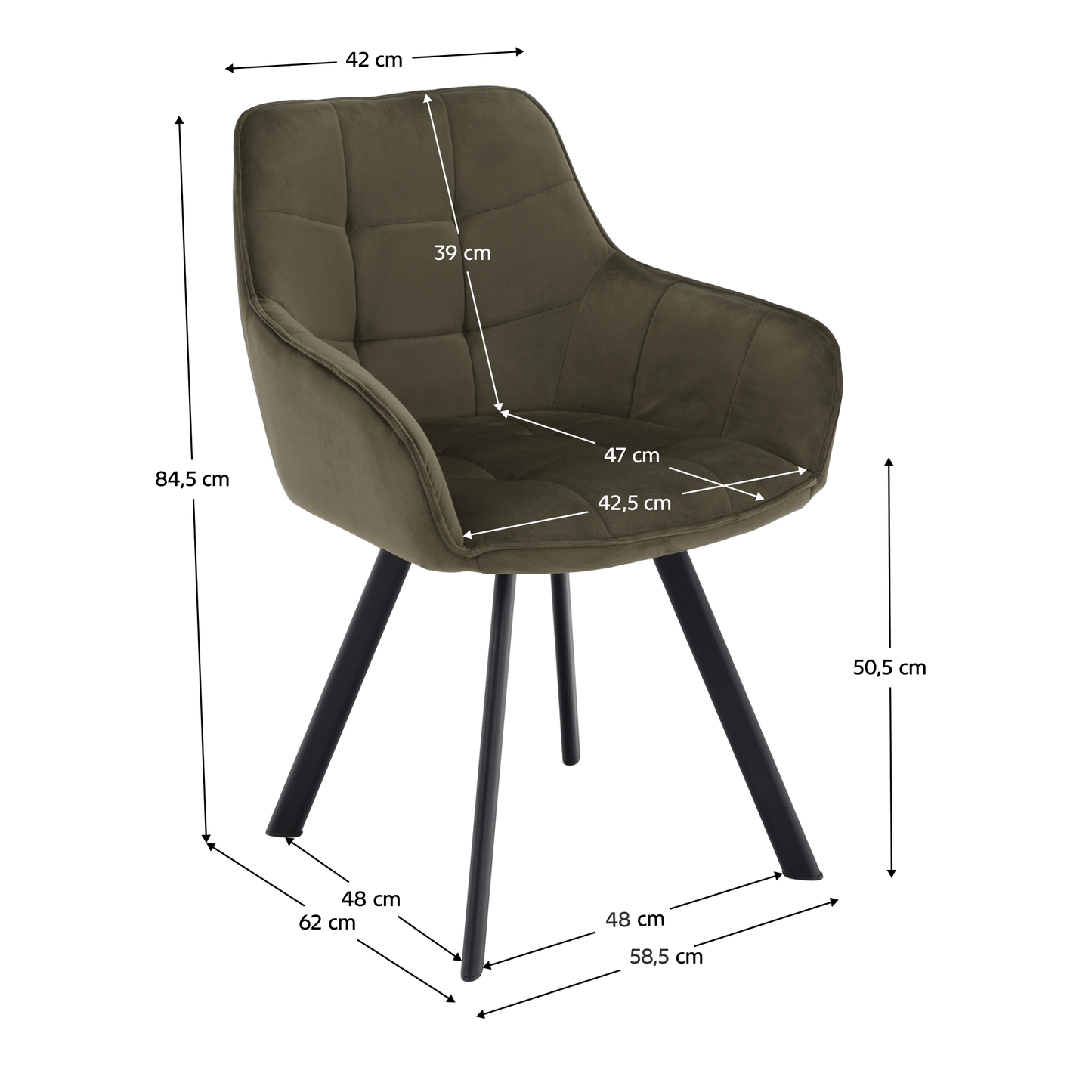 Scaun de design, Velvet verde/negru, PETIN