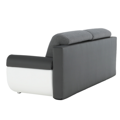 Canapea, piele ecologică alba+gri/material textil gri, KARDYN