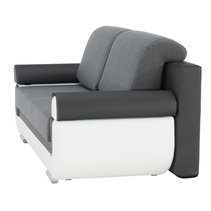 Canapea, piele ecologică alba+gri/material textil gri, KARDYN