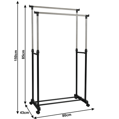 Cuier mobil, inox/plastic negru, OLIVER