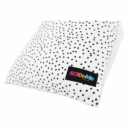 Fotoliu tip sac, alb/roz/gri, POMPOM