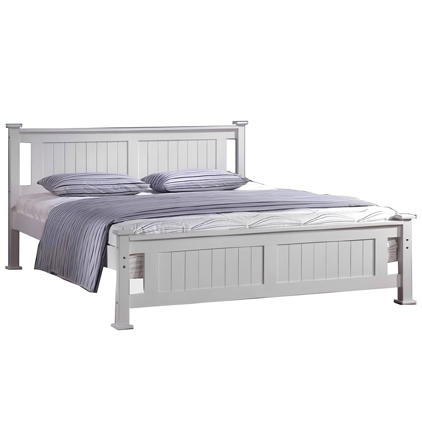 Pat cu lamele, lemn de pin/alb, 160x200, LUCAS NEW