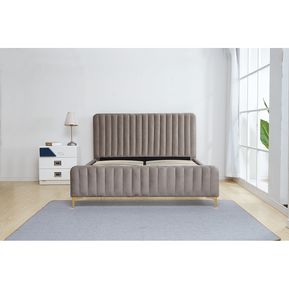 Pat, gri maro Taupe/gold crom auriu, 160x200, KAISA