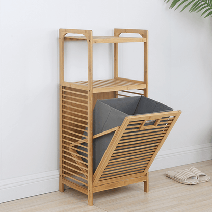 Coş de rufe, bambus natural/gri, KERI NEW