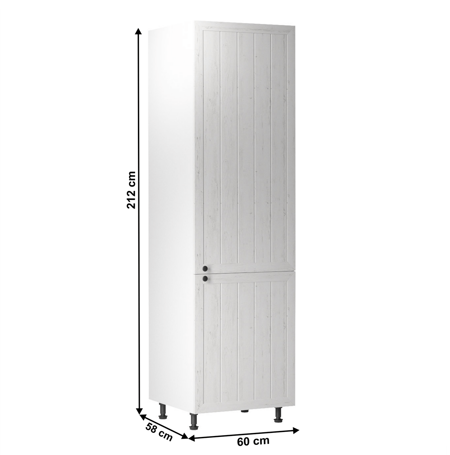 Dulap inferior pentru frigider încorporat D60ZL, model dreapta, alb/pin Andersen, PROVENCE
