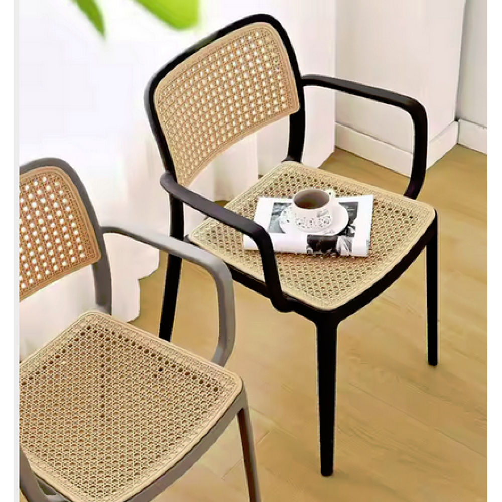 Scaun, stivuibil, negru/bej, RAVID  NEW TIP 2