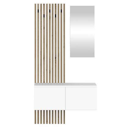 Set pentru hol, alb/stejar Artisan, REBEKA