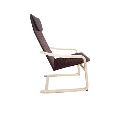 Fotoliu relaxant, lemn de mesteacăn/material maro, TORSTEN