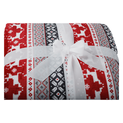 Pătură cu două feţe imitaţie miel, motiv iarnă, 150x200, RENIFE