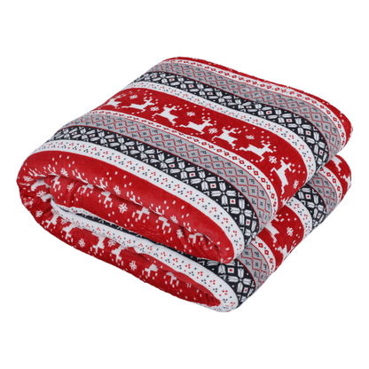 Pătură cu două feţe imitaţie miel, motiv iarnă, 150x200, RENIFE