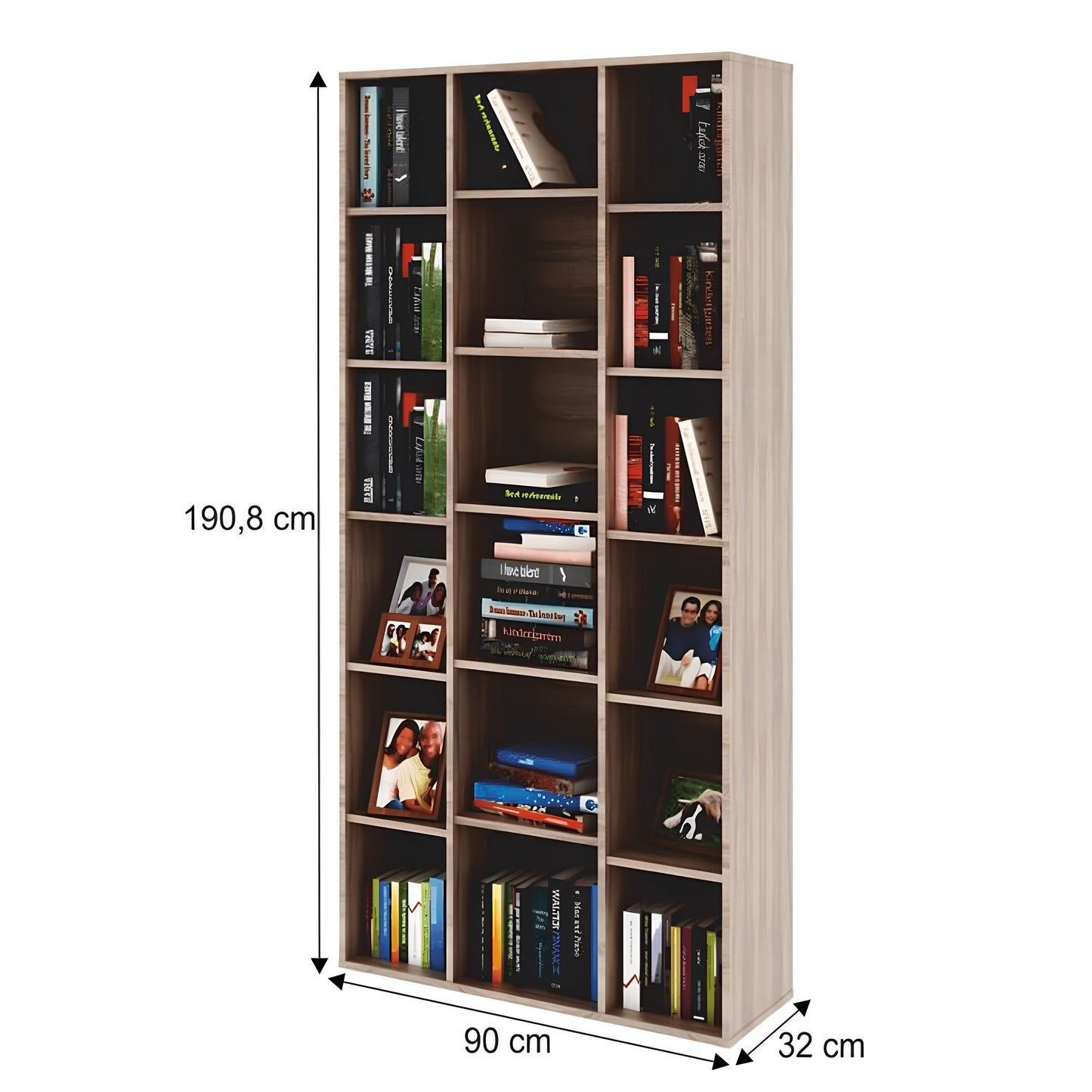 Dulap biblioraft înalt, PAL melaminat, stejar sonoma, DUNAJ  Tip13