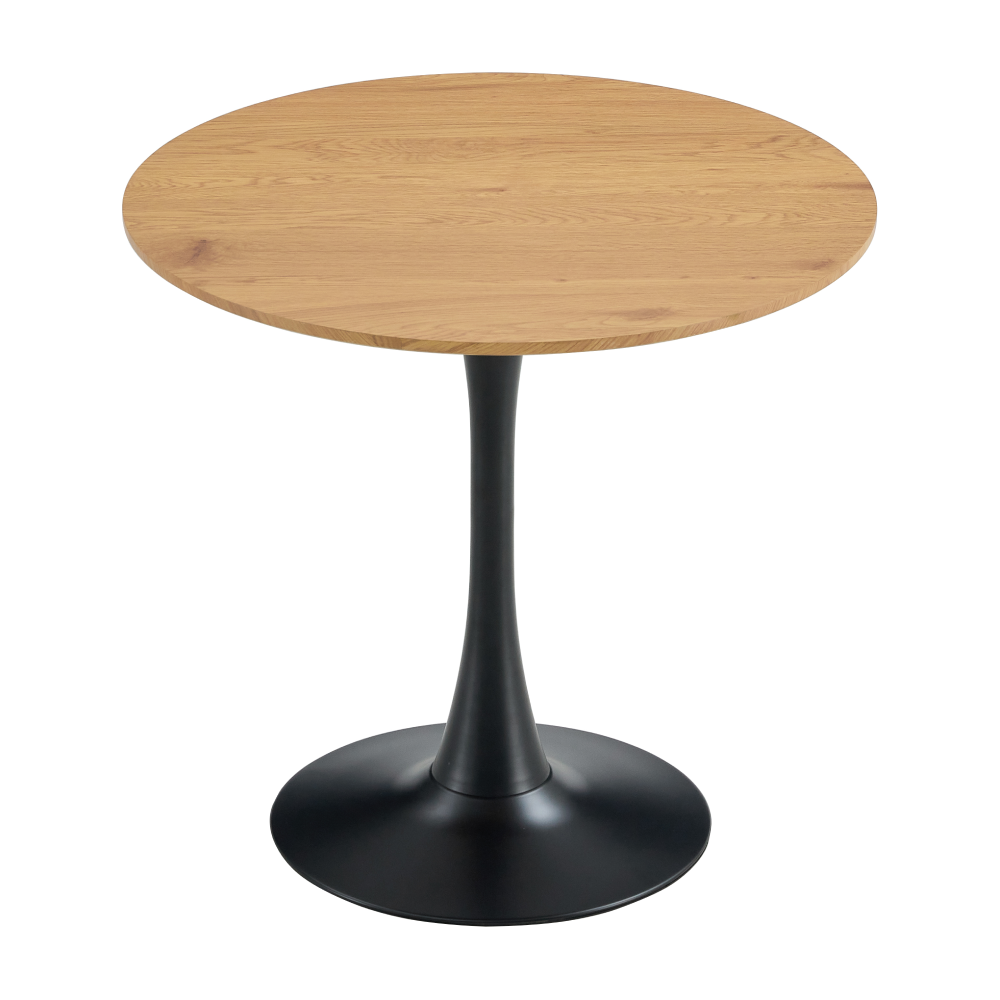 Masă de sufragerie, stejar/negru, diametru 80 cm, REVENTON NEW