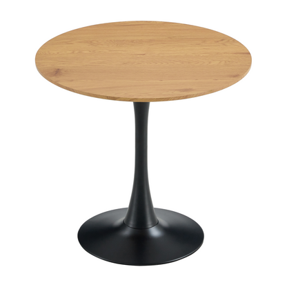 Masă de sufragerie, stejar/negru, diametru 80 cm, REVENTON NEW