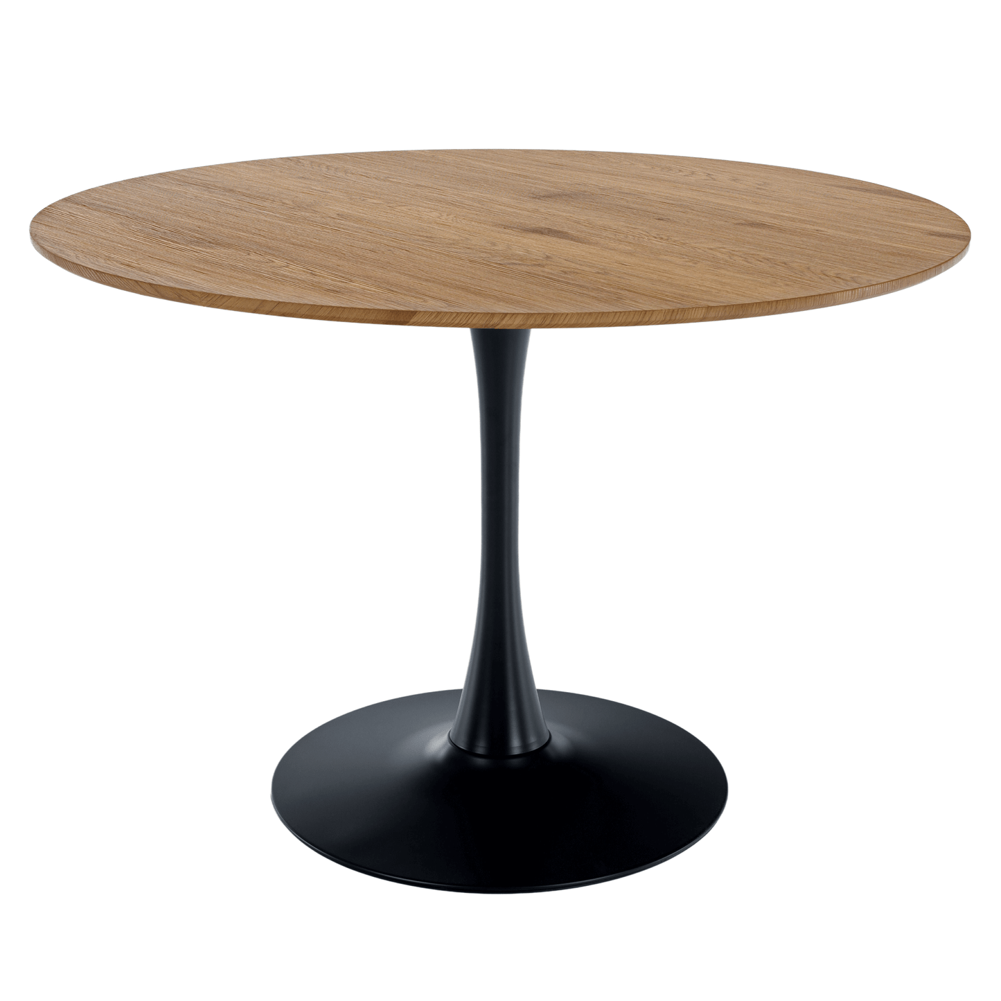 Masă de sufragerie, rotundă, stejar/negru, diametru 110 cm, REVENTON NEW