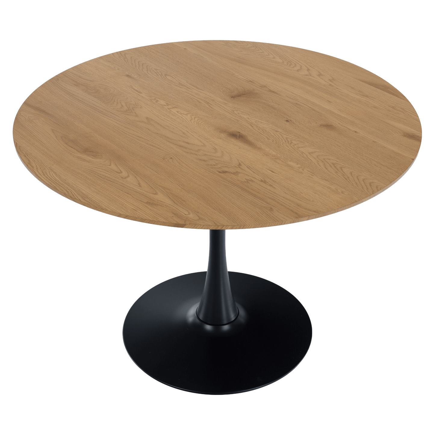 Masă de sufragerie, rotundă, stejar/negru, diametru 110 cm, REVENTON NEW