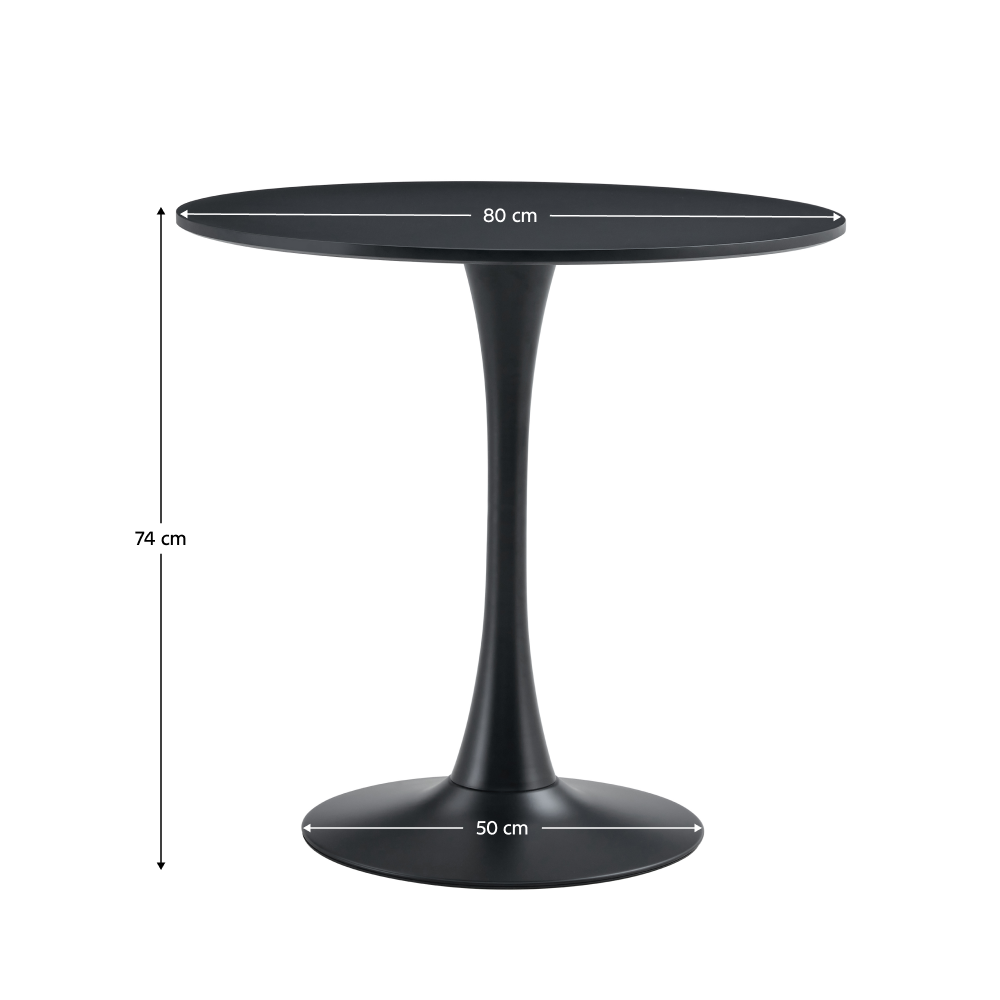 Masă de sufragerie, negru, diametru 80 cm, REVENTON NEW