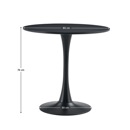 Masă de sufragerie, negru, diametru 80 cm, REVENTON NEW