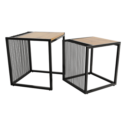 Set a două măsuţe de cafea, stejar/negru, RIMBO