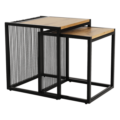 Set a două măsuţe de cafea, stejar/negru, RIMBO