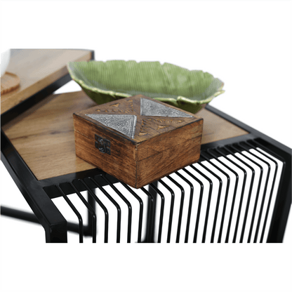 Set a două măsuţe de cafea, stejar/negru, RIMBO