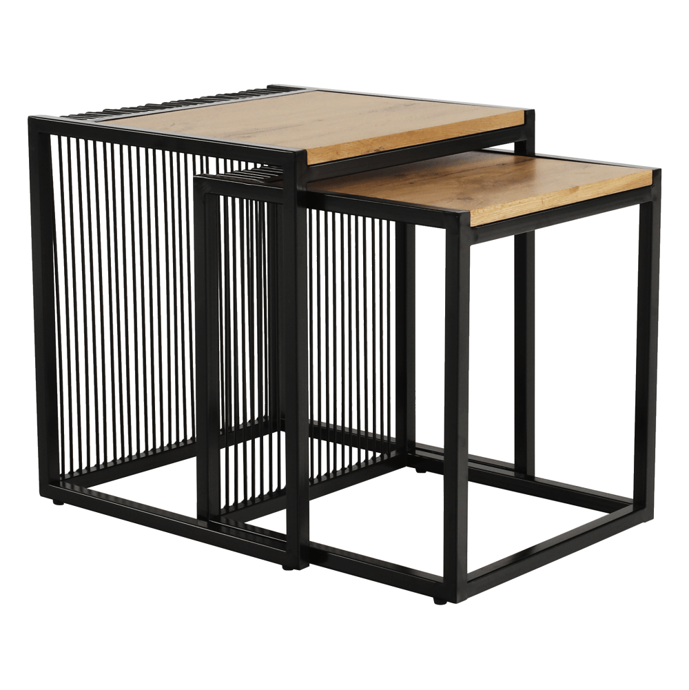 Set a două măsuţe de cafea, stejar/negru, RIMBO