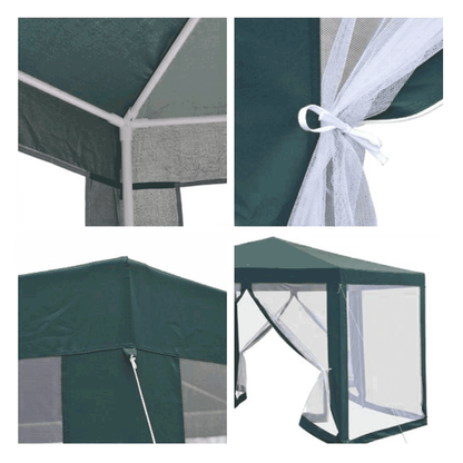 Pavilion cort pentru grădină, 3,9x2,5x3,9m, verde / alb, RINGE TIP 1 6 laturi