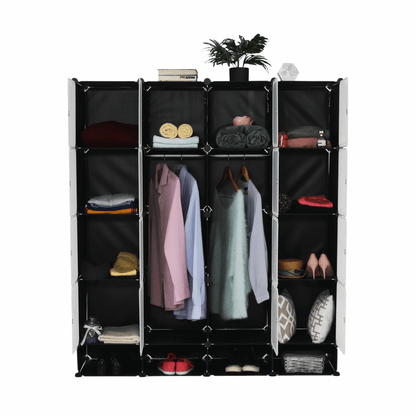 Organizator de dulap modular, negru / alb lapte, RODAN TYPE 2