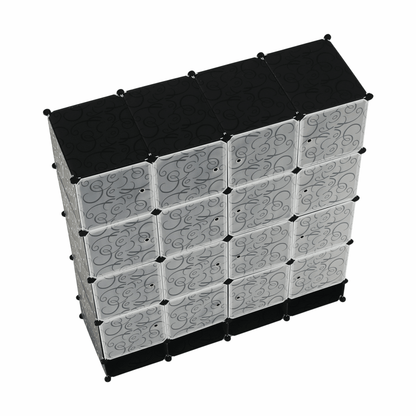 Organizator de dulap modular, negru / alb lapte, RODAN TYPE 2