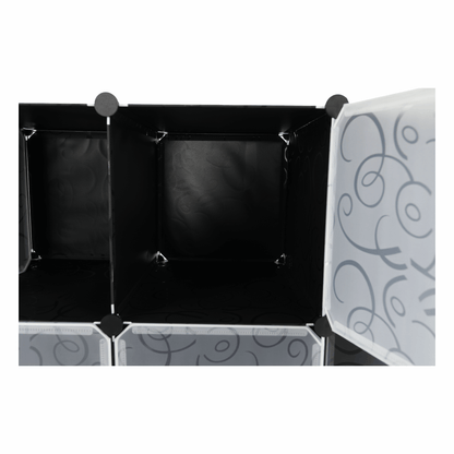Organizator de dulap modular, negru / alb lapte, RODAN TYPE 2