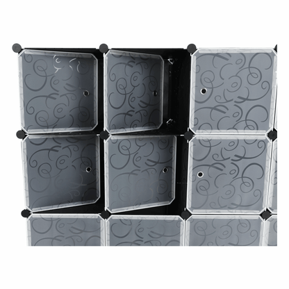 Organizator de dulap modular, negru / alb lapte, RODAN TYPE 2