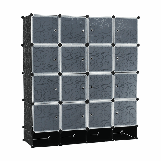 Organizator de dulap modular, negru / alb lapte, RODAN TYPE 2