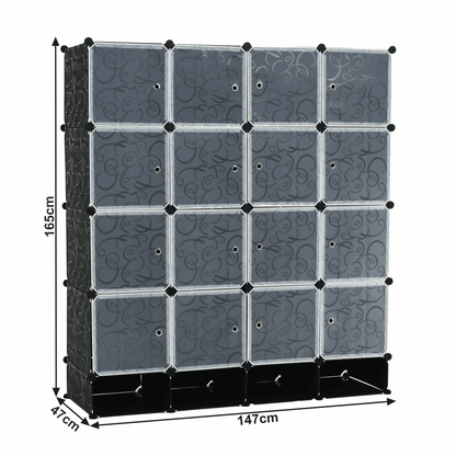 Organizator de dulap modular, negru / alb lapte, RODAN TYPE 2