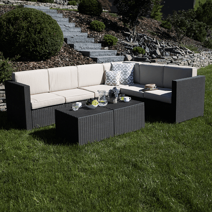 Set de grădină din rattan, 3 piese, maro/bej, RODEN