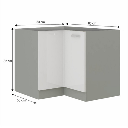 Cabinet inferior, alb extra lucios/gri, PRADO 90/90 DN BB
