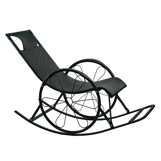 Scaun balansoar, ratan/metal, negru, ROKIN