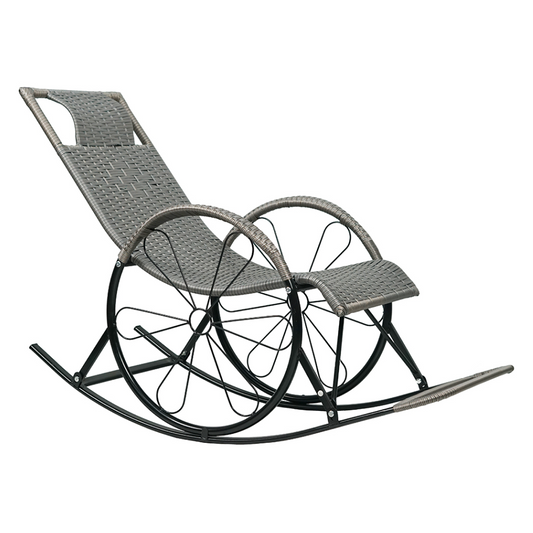 Scaun de balansare, ratan/metal, gri, ROKIN