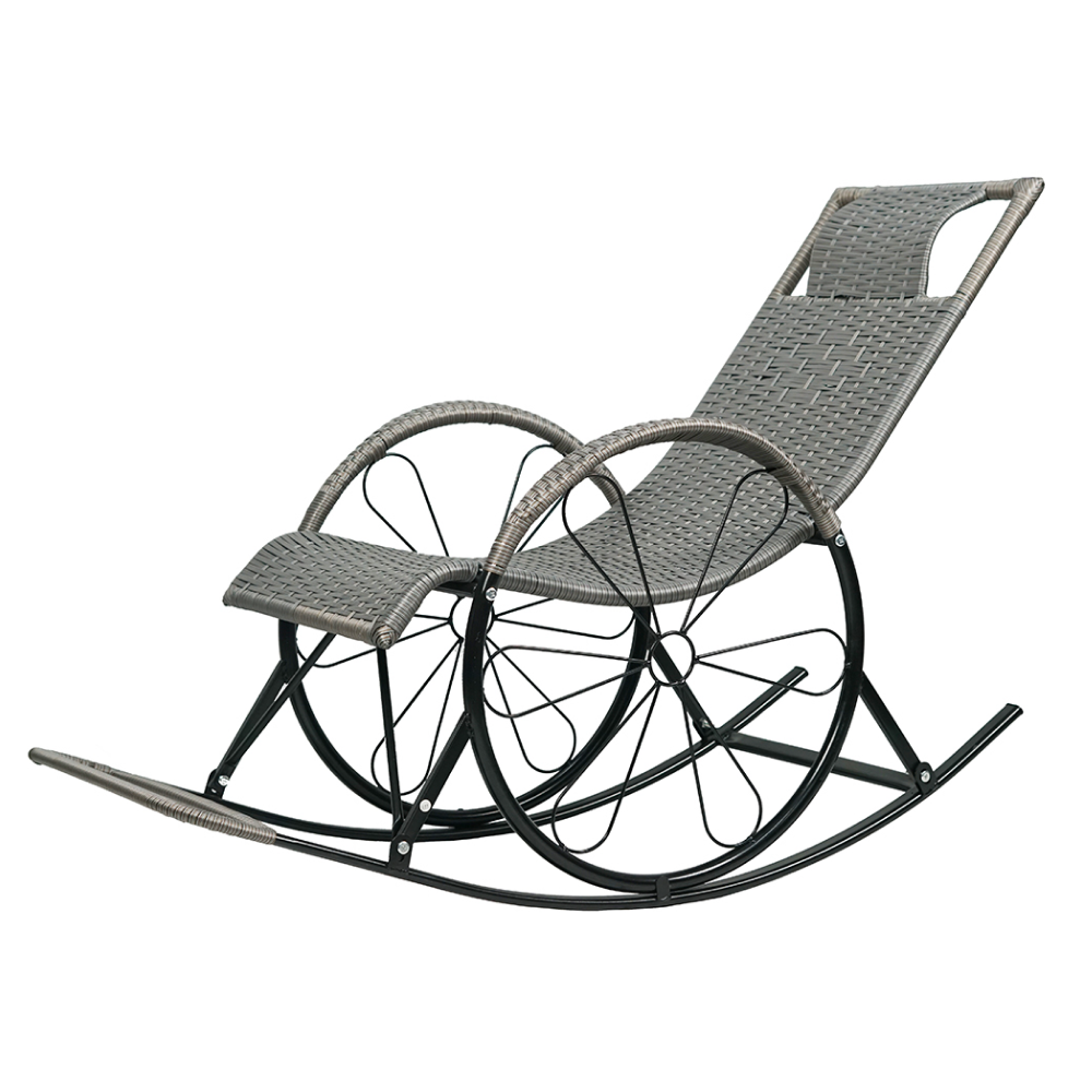 Scaun de balansare, ratan/metal, gri, ROKIN