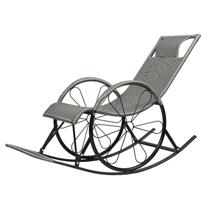 Scaun de balansare, ratan/metal, gri, ROKIN