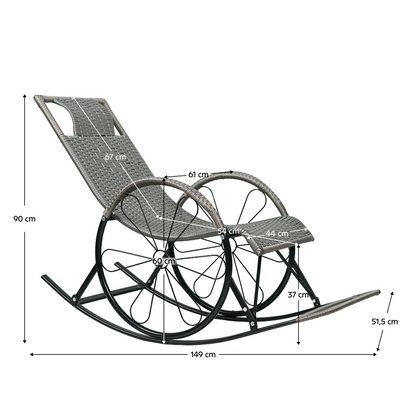 Scaun de balansare, ratan/metal, gri, ROKIN