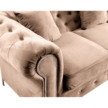 Canapea de lux 3 locuri, maro deschis, stofă maro deschis Velvet, ROMANO