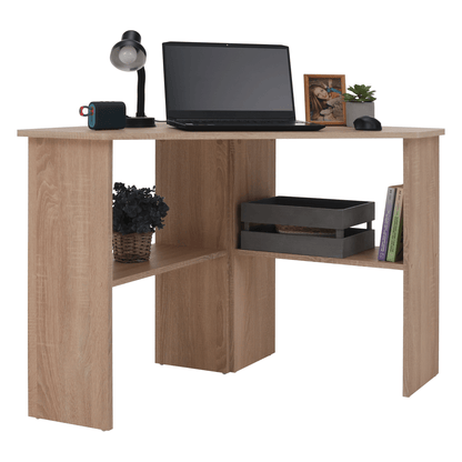 Masă PC, de colţ, stejar sonoma, RONY NEW